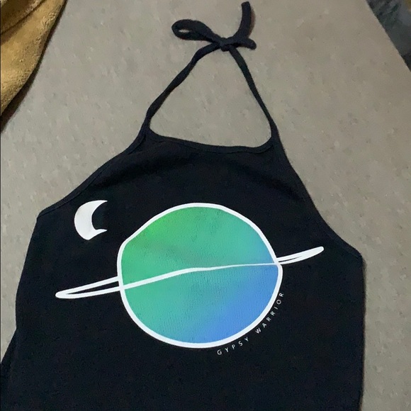 Black Saturn Halter Top - Picture 2 of 3